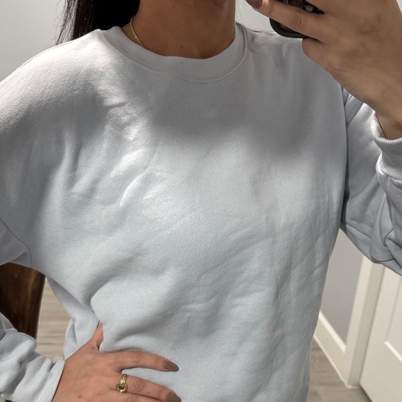 Women's Light Blue Crew Neck oversize Sweater - Picture 3 of 5